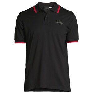 Moncler Polo Shirt in Black with Red Trim